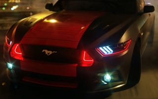 Картинка Ford Mustang 2021 Supercar,  Неон,  Фары,  Supercar,  Ford Mustang,  Ford
