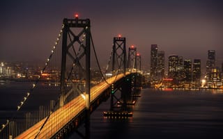 Картинка мост Золотые Ворота, Золотые Ворота, мост, Сан Франциско, Калифорния, США, мосты, ночь, темнота, темный, огни, подсветка