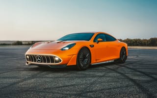 Картинка автомобиль, Мерседес, спортивный, оранжевый, дизайн, дорога, техника