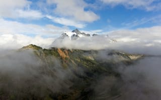 Картинка горы,  облака,  лес,  4k,  5k