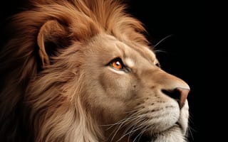 Картинка лев, животное, дикая природа, профиль, мех, глаза, черный фон