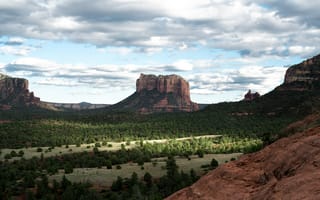 Картинка Седона, Аризона, США, горы, гора, природа, скала, облака, туча, облако, тучи, небо