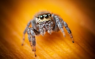 Обои прыгающий паук, паук скакунчик, макро, черные, глаза, насекомые, милый, арахнид