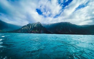 Картинка Na Pali Coast In Kauai,  Небо,  Волны,  Море,  Остров