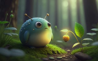 Картинка существо, лес, фантазия, мультяшный, гладкий, природа, милый