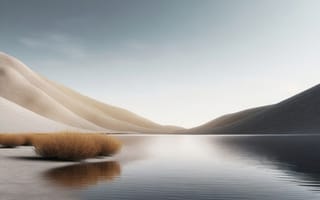 Картинка пейзаж, озеро, горы, природа, спокойствие, песок, вода