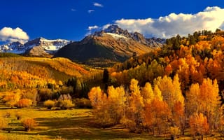 Картинка Осень,  Природа,  Горы,  Облака,  Небо,  Лес