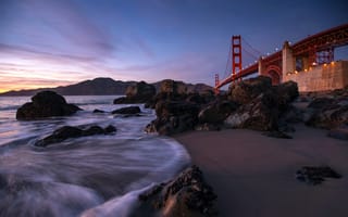 Картинка мост Золотые Ворота, Золотые Ворота, мост, Сан Франциско, Калифорния, США, мосты, море, океан, вода