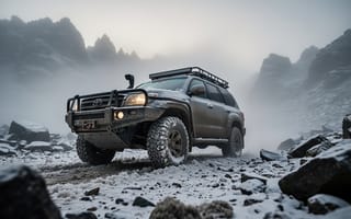 Картинка внедорожник, снег, пейзаж, горы, приключение, природа, Toyota
