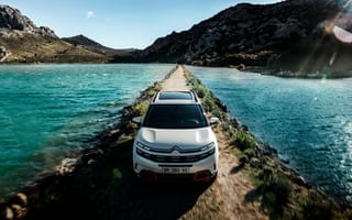 Картинка Citroën, Citroen, Ситроен, машины, машина, тачки, авто, автомобиль, транспорт, кроссовер, вид спереди, спереди, гора, озеро, пруд, вода