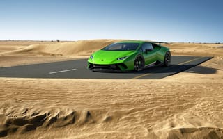 Картинка Lamborghini Huracan, Lamborghini, Ламборджини, Ламборгини, Huracan, машины, машина, тачки, авто, автомобиль, транспорт, пустыня, песок, песчаный, дорога, спорткар, спортивный, зеленый