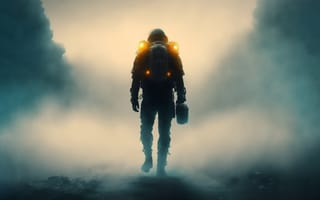 Картинка астронавт, мужчина, дым, туман, разные