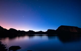 Картинка Reflection,  Закат,  Ночь,  Горы,  Озеро