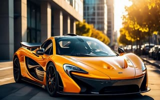 Картинка машина, McLaren, спорткар, оранжевый, город, автомобиль, дизайн, технология, скорость, фото