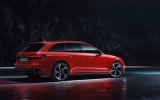 Картинка Audi, RS4, Avant, Ауди, машины, машина, тачки, авто, автомобиль, транспорт, вид сбоку, сбоку, красный, ночь, темнота, темный