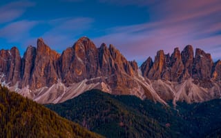 Картинка горы, природа, пейзаж, закат, альпы, лес, камни