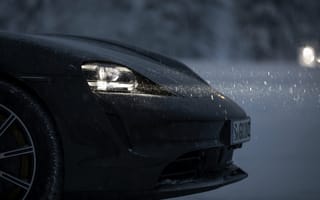 Картинка Porsche Taycan 4S, Porsche, Taycan 4S, Порше, машины, машина, тачки, авто, автомобиль, транспорт, черный, снег, свечение