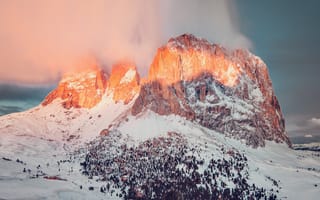 Картинка Winter,  Тучи,  Альпы,  Доломитовые,  Красиво,  Горы,  Зима