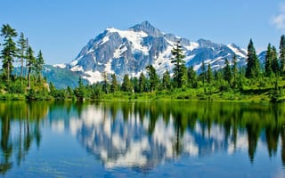 Картинка Mount Baker Forest Lake,  Озеро,  Лес,  Baker,  Гора