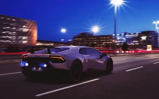 Картинка Lamborghini Huracan,  Дорога,  Город,  Вечер,  Huracan,  Lamborghini