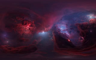 Картинка космос, галактика, облака, звезды, небо, астрономия, красный