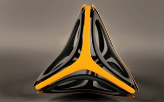 Картинка абстракция, геометрия, дизайн, черный, оранжевый, формы, технологии