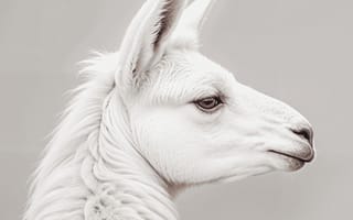 Картинка лама, животное, животные, природа, белый, портрет