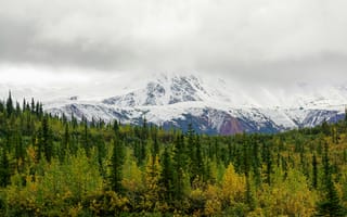 Картинка горы, лес, природа, осень, снег, пейзаж, облака