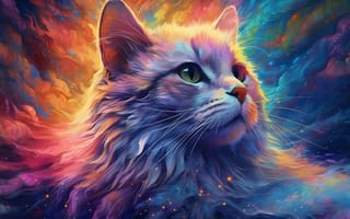 Картинка кот, кошки, кошка, кошачьи, домашние, животные, арт, рисунок, AI Art