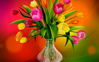 Картинка Tulips in a Vase Flower,  Цветок,  Vase,  Tulips