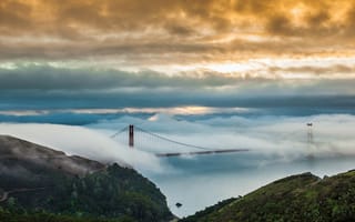 Картинка Золотые Ворота, Сан-Франциско, туман