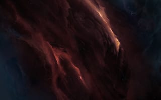 Картинка космос, галактика, облака, темнота, звезды, красный, космический
