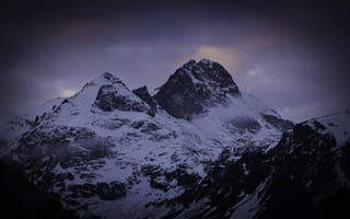 Картинка горы, гора, природа, скала, ночь, зима, снег, белый
