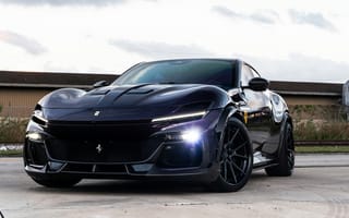 Картинка автомобиль, Феррари, спорткар, черный, дизайн, мощность, технология