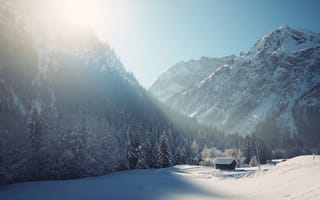 Картинка зима, зимние, время года, сезоны, сезонные, белый, снег, дом, Австрия