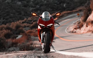 Картинка Ducati Panigale V4, Ducati, Panigale V4, мотоциклы, байк, мотоцикл, вид спереди, спереди, красный, дорога