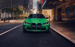 Картинка автомобиль, BMW, зеленый, город, улица, современный, транспорт