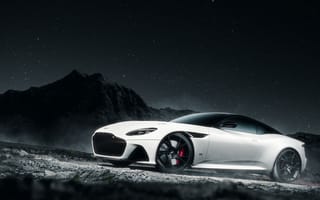 Картинка Aston Martin, Астон Мартин, спорткар, машины, машина, тачки, авто, автомобиль, транспорт, белый, ночь, гора