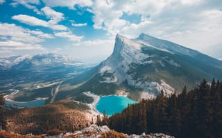 Картинка Горы в канаде,  Река,  Лес,  Канада,  Горы