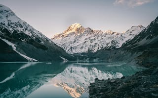 Картинка Хукер Вэлли трек, горы, гора, природа, пейзаж, озеро, пруд, вода, отражение
