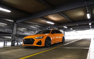 Картинка автомобиль, спорткар, оранжевый, парковка, дизайн, модерн, технология