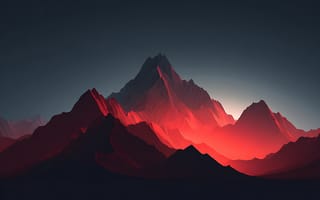 Картинка горы, пейзаж, абстракция, красный, темный, природа, фон