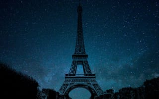 Картинка Эйфелева башня, башня, Париж, Франция, архитектура, ночь, звезды, звезда