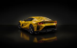 Картинка Ferrari, Феррари, Competizione, 812, люкс, дорогая, машины, машина, тачки, авто, автомобиль, транспорт, спорткар, спортивный, желтый