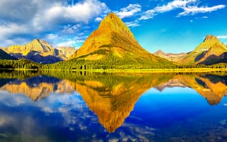 Картинка горы, гора, природа, пейзаж, вода, озеро, пруд, отражение