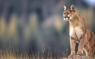 Картинка пума, дикая природа, животные, пейзаж, охота, красота, фотография