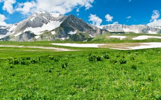 Картинка Горы,  трава,  небо,  луга,  HD,  4k