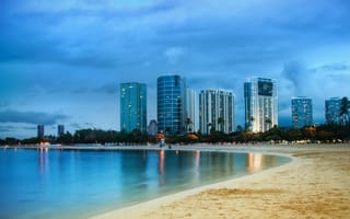 Картинка Майами,  пальмы,  пляж,  берег,  океан,  4k,  5k