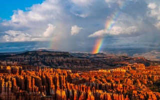 Картинка Брайс-Каньон, Брайс Каньон, каньон, скала, гора, пейзаж, национальный парк, Юта, США, горы, природа, радуга