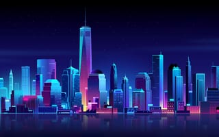 Картинка New York,  Minimalism,  Ночь,  Город,  Buildings